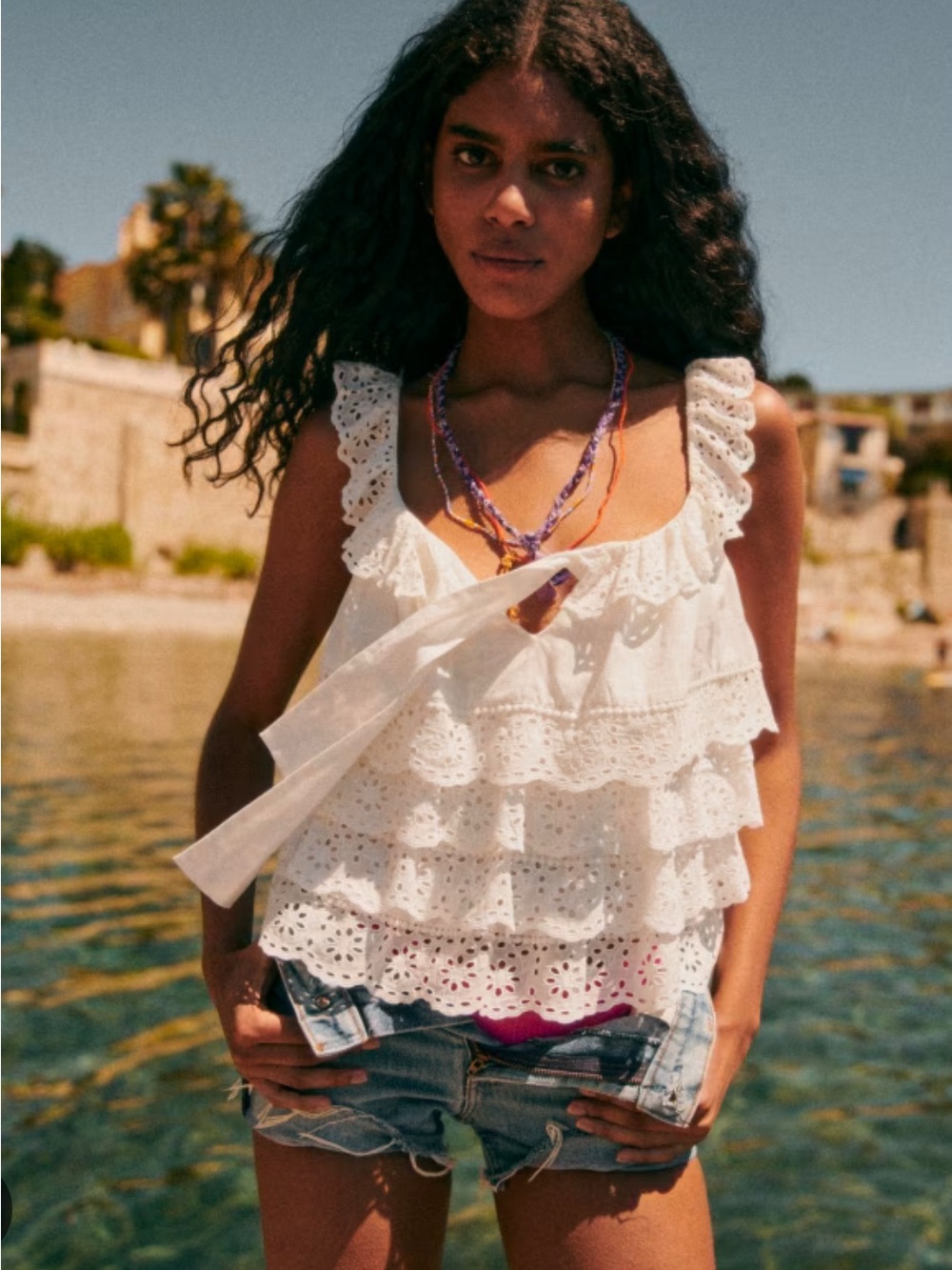 Sezane Lia Eyelet Ruffle Top 38